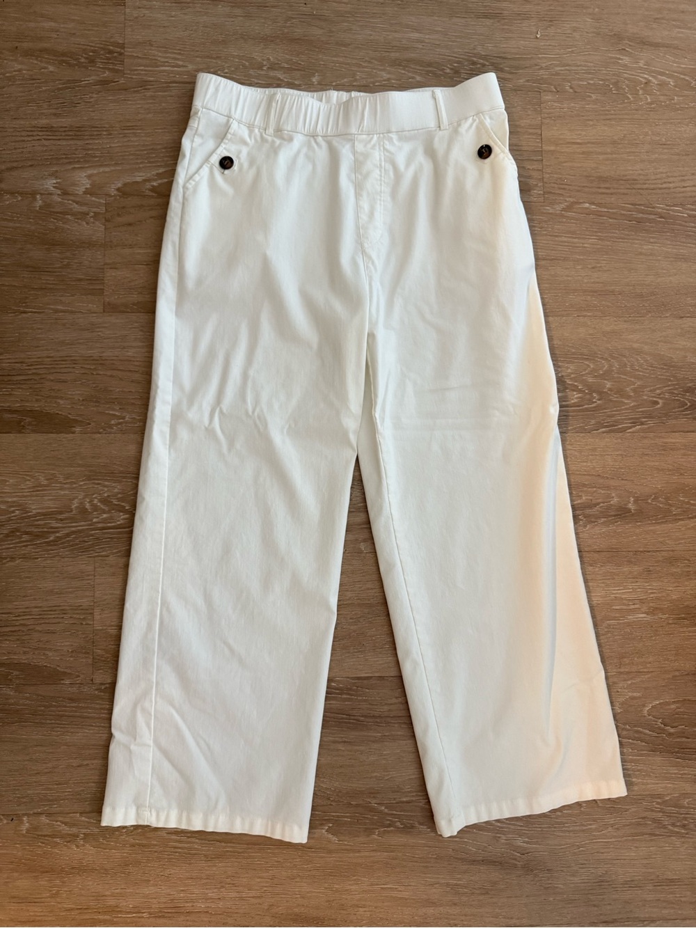Women’s White Cropped Wide-Leg White Pants Size L